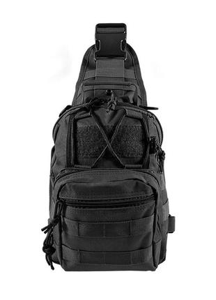 Рюкзак тактический aokali outdoor b14 black на одно плечо военный