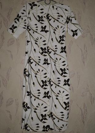 Квіткове плаття футляр з коротким рукавом текстурне3 фото