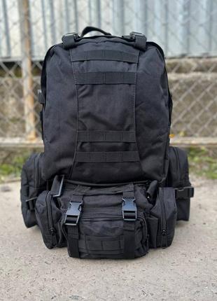🎒армійський чорний рюкзак с підсумками 55 l6 фото