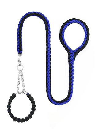 Нашийник taotaopets 152217 black+blue з повідцем для собак контролер 115*1,5 см