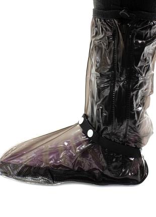 Резиновые бахилы на обувь от дождя lesko sb-318 черный р.38/39 водонепроницаемые защита от промокания gold1 фото
