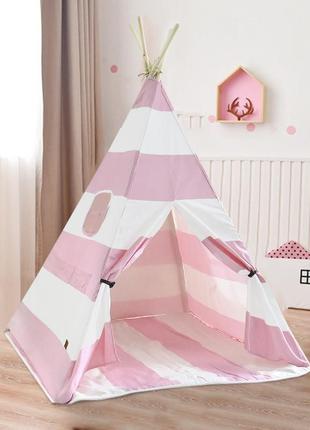 Вигвам littledove rt-1640 розово-белая полоска детская игровая палатка (sku_6738-23097)