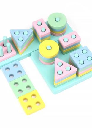 Деревянная игрушка lesko dl-004 blocks square + rectangle для детей обучающая (sku_8172-30064)2 фото