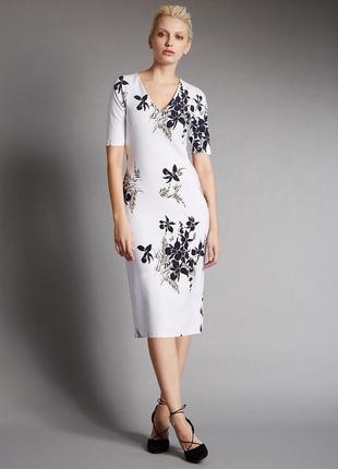 Цветочное платье футляр с коротким рукавом текстурное tall высокий1 фото