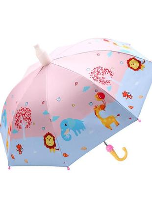 Детский зонт lesko qy2011301 funny animals pink трость автоматический с пластиковым чехлом (k-306s)