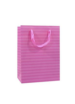 Подарунковий пакет ppw paper lesko zd013 pink stripe medium для подарунків (k-30s)