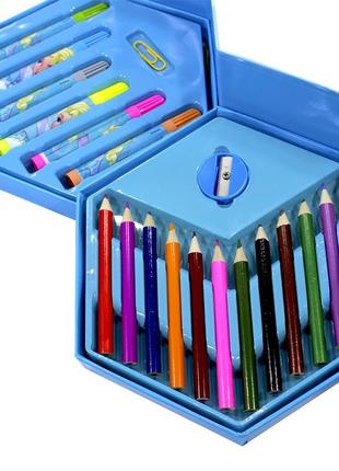 ✅ подарунковий набір для дитячої творчості та малювання painting set 46 предметів blue дитячий gold3 фото