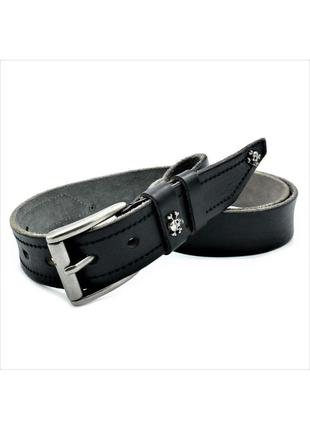 Мужской кожаный ремень weatro пояс чёрный   пряжка классическая 110-130 см (gt55_296595)2 фото