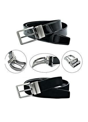 Ремень мужской двухсторонний черный weatro пояс   пряжка классическая 110-125 см (gt55_296923)