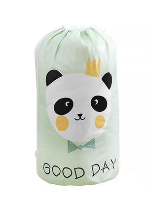 Мішок lesko blanket bag peva dr-230 панда "good day" для зберігання ковдр 83*40 см (gold_5061-16277)