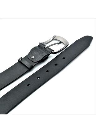 Мужской кожаный ремень weatro пояс чёрный   пряжка классическая 110-130 см (gt55_296600)3 фото