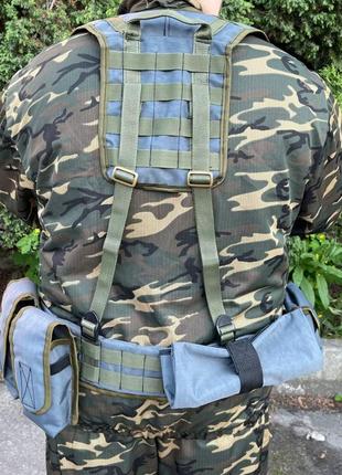 ✬рпс система molle + подсумки 6599 всу (зсу) разгрузочная поясная система серая (tak-58)❖