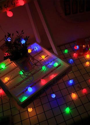 Світлодіодна гірлянда lesko yq001 balls кольорове світло 10 м новорічні світильники (gold_8646-31174)3 фото