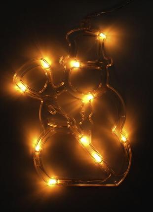Світлодіодна прикраса lesko lm-092 snowman на присоску для дому на новий рік (gold_8651-31226)