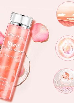 Тоник с лепестками роз breylee rose water toner 200 мл успокаивает кожу gl_556 фото