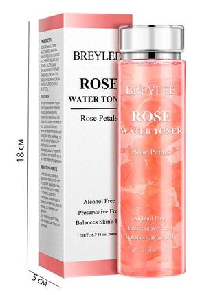 Тоник с лепестками роз breylee rose water toner 200 мл успокаивает кожу gl_552 фото