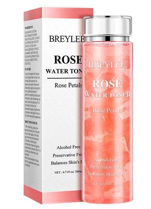 Тоник с лепестками роз breylee rose water toner 200 мл успокаивает кожу gl_55