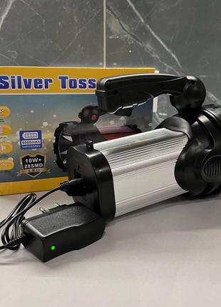 Потужний аварійний ручний ліхтар прожектор silver toss st-6688 6000mah акумуляторний, світильник 10w+28 led gl_557 фото