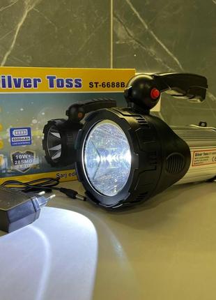 Потужний аварійний ручний ліхтар прожектор silver toss st-6688 6000mah акумуляторний, світильник 10w+28 led gl_554 фото