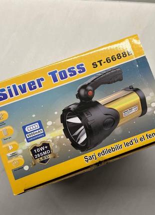 Потужний аварійний ручний ліхтар прожектор silver toss st-6688 6000mah акумуляторний, світильник 10w+28 led gl_556 фото