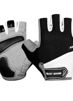 Перчатки велосипедные спортивные west biking 0211189 xl black с короткими пальцами1 фото