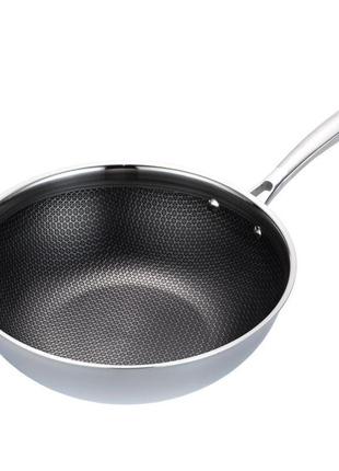 Сковорода wok maestro сковорода з нержавіючої сталі антипригарка wok ms-1224 30 см gl_55