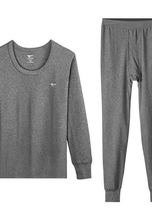 Термобелье мужское septwolves 08001 gray 2xl осенне-зимнее хлопковое эластичное с круглым вырезом gl_55