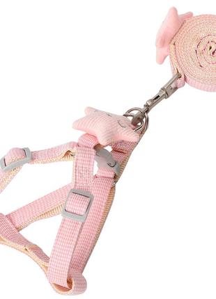 Подтяжка для собак или кошек с поводком taotaopets 1710118 pink (1.5 cm) gl_55