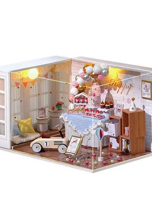 Кукольный дом diy cute room qt-010-b happy birthday детский деревянный конструктор для девочек