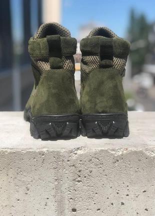 Літні чоловічі тактичні черевики оливи з замша з якісною підошвою і сіткою для військових зсу 455 фото