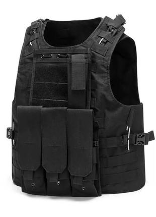 Жилет тактичний aokali outdoor а56 black розвантажувальний військовий gl-5r