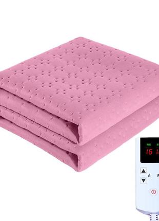 Электропростынь плед одеяло lesko stt180*200 см pink с подогревом от сети 220 вольт