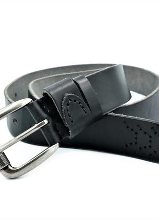 Мужской кожаный ремень weatro пояс чёрный   пряжка классическая 110-130 см (gt55_296566)3 фото