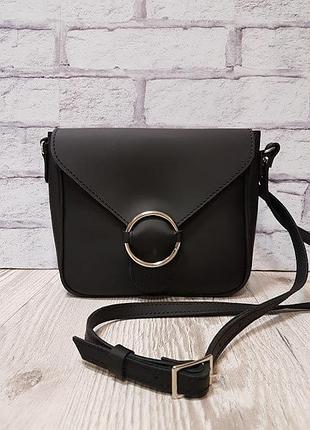Сумка-клатч жіноча натуральна шкіра чорна суперматова 1630