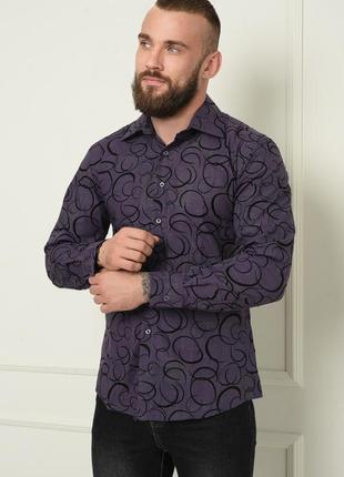 Рубашка мужская фиолетовая с узорами 151223l gl_55