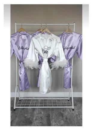 Набор шелковых халатов кимоно для подружек невесты1 фото
