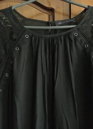 Чёрная вискозная блуза с рукавом2 фото