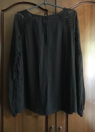 Чёрная вискозная блуза с рукавом3 фото