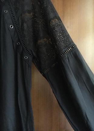 Чёрная вискозная блуза с рукавом4 фото