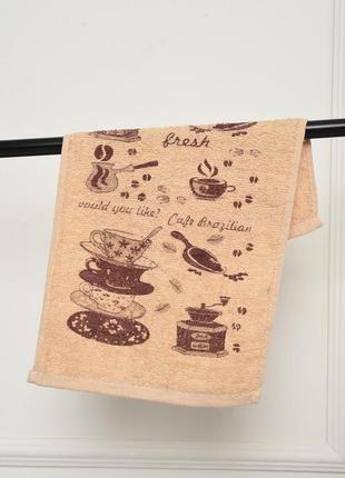 Рушник кухонний махровий бежевого кольору 152995l