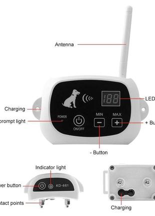 Беспроводной электронный забор для собак pet kd-661 с 1-м ошейником, белый ku_226 фото