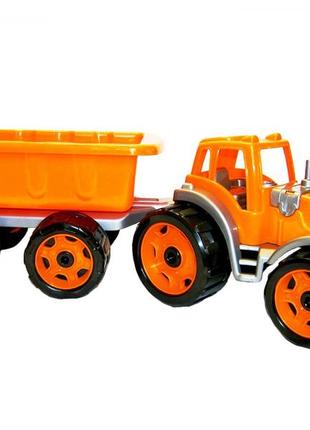 Трактор с прицепом, оранжевый «технок» (3442)