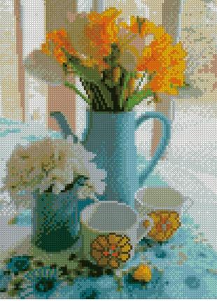 Алмазна мозаїка strateg ранкові квіти 30х40 см (hx159) «strateg» (hx159)1 фото