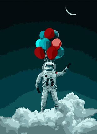 Картина за номерами strateg космонавт з кульками розміром 40х50 см (dy171) «strateg» (dy171)