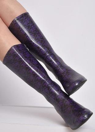 Сапоги резиновые высокие женские черные с фиолетовым 150721l gl_552 фото