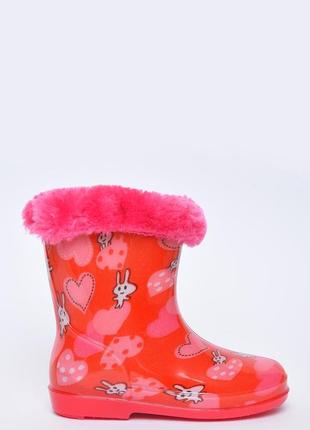 Чоботи резинові для дівчинки рожевого кольору зі зйомним утеплювачем 154429l