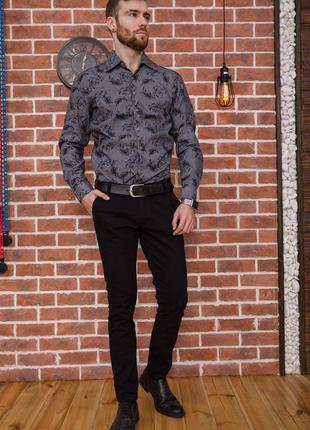 Рубашка мужская серая с черным 143873l gl_553 фото