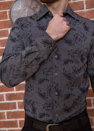 Рубашка мужская серая с черным 143873l gl_555 фото
