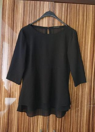 Стильна елегантна чорна легка шифонова блузка sisley
