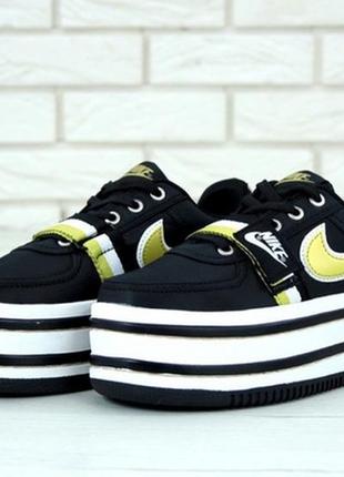 Жіночі шкіряні кросівки топ якості найк nike vandal 2k black yellow.